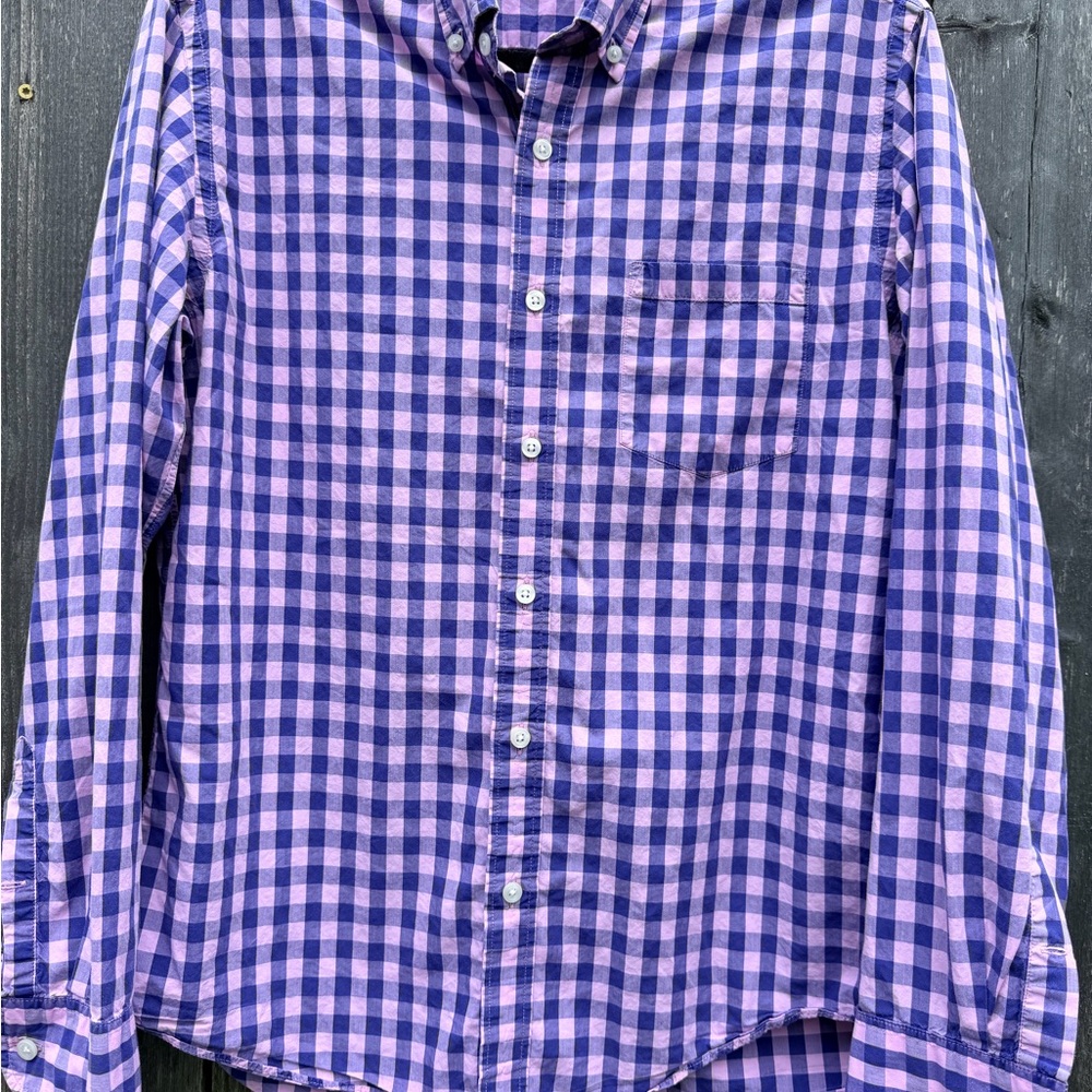 J.Crew Unisex Gingham Button-Down Shirt Purple & Lavender Check Medium